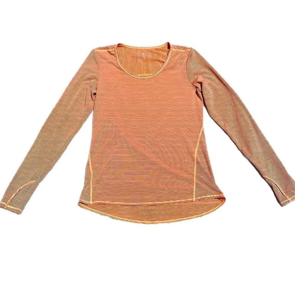 🌸Athleta long sleeve orange and gray top with thumb holes size small - Picture 10 of 11